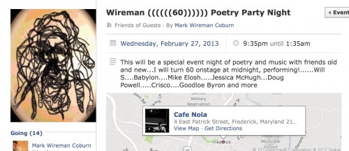 My 60th bday poetry night party in Frederick