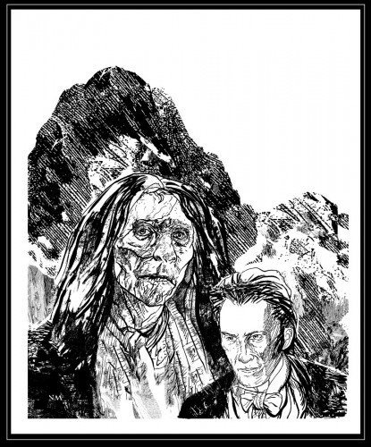 Victor Frankenstein and his Creature<br /><br />ink/ paper