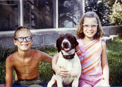 Clay and his sister Christye and their dog