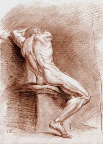 pastel and tempera over graphite on paper