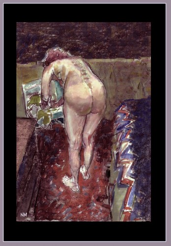 pastel and charcoal over tempera on paper