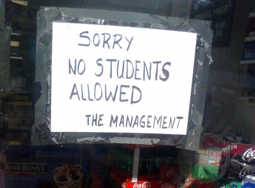 Sign in store door Highlandtown