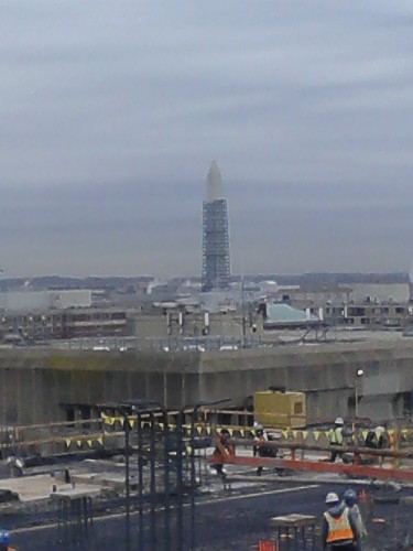 Scaffolds coming down from monument earthquake repairs