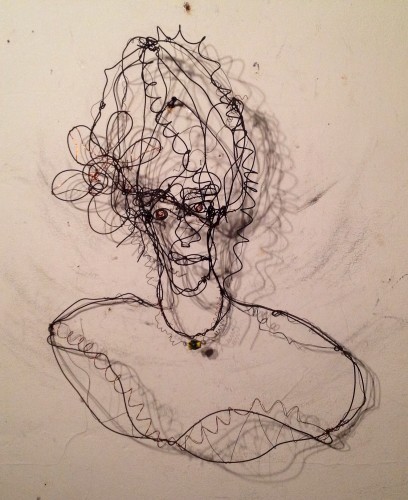 Lady wired w/a flower in her hair