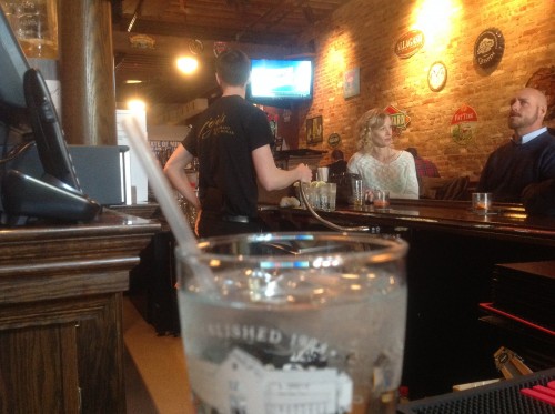 laughing lady at the bar