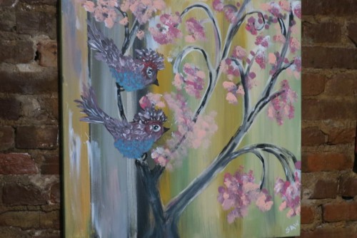 avian pick-up lines....acrylic paint  5-13-17
