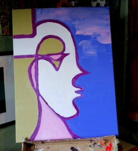 one line acrylic painting on canvas.....18 x 24