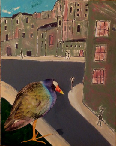 collage and paint....needs a title....