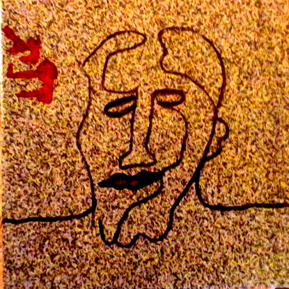 one-line drawing ....alcohol ink on ceramic